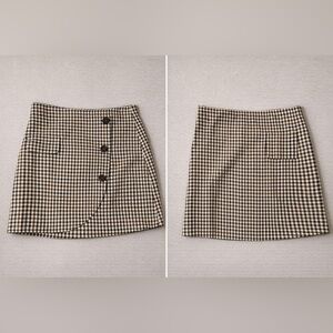 Vestique Plaid Mini Skirt with Button Accents